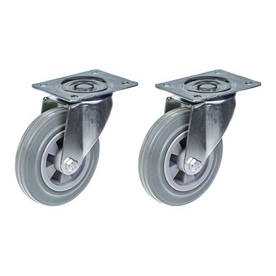 160mm 6" pyöräteline harmaalla kumirenkaalla kääntyvä vahva 270kg kantavuus, 2 kpl:n sarja