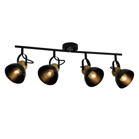 NETTLIFE Vintage musta kattokohdevalaisin E27 350° säädettävä retro teollisuusmetalli eteisvalaisin 4 liekkiä