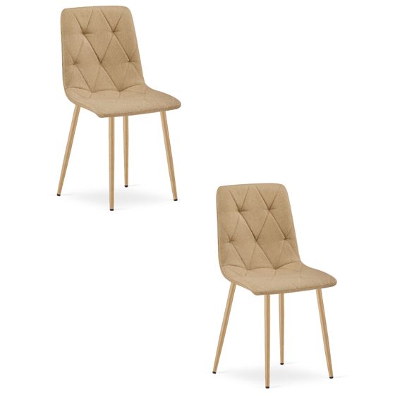 LIBRA verhoiltu tuoli, ruskea kangas, puunväriset jalat (2 kpl)