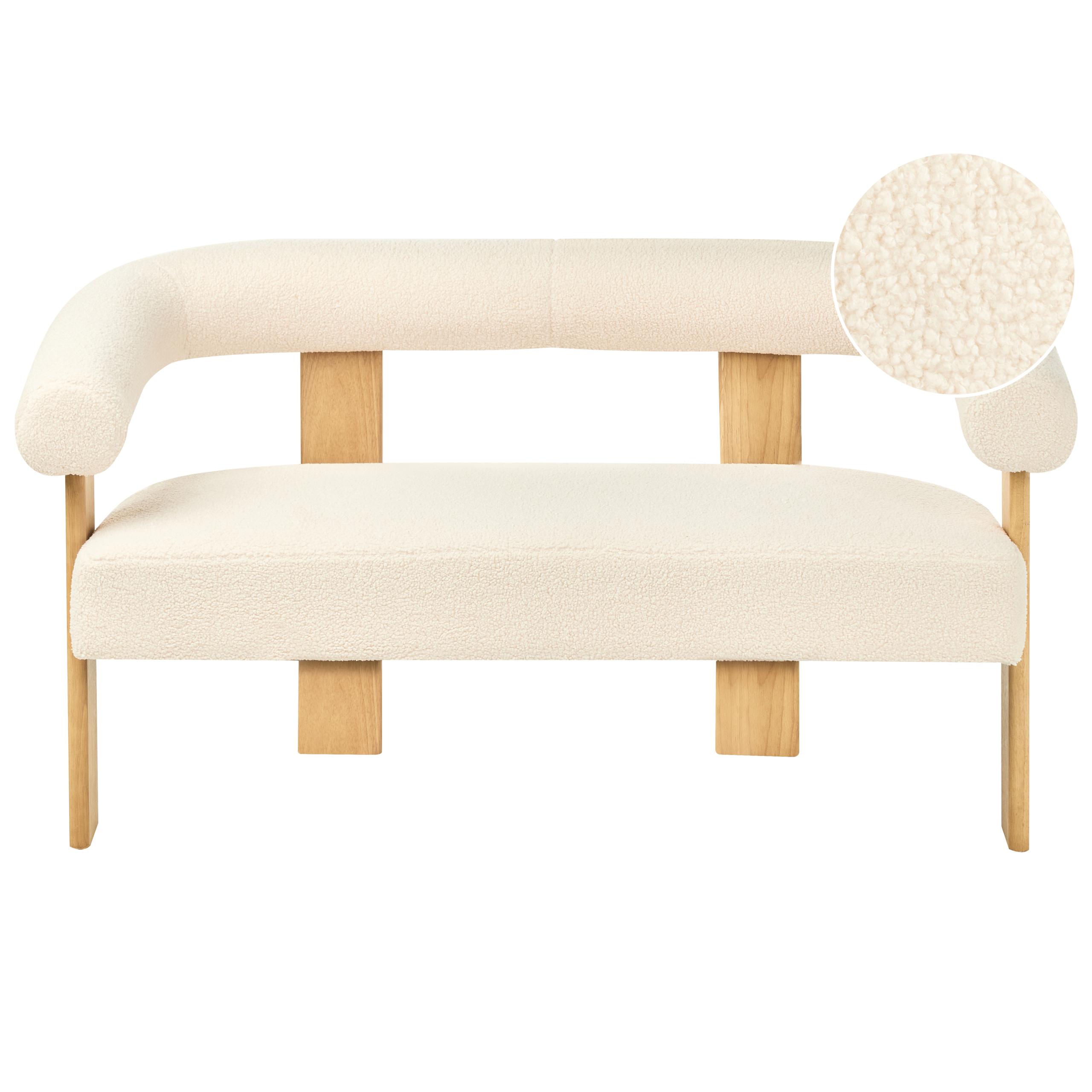 Sohva ILBRO buklee Luonnonvalkoinen/vaaleanruskea 2-istuttava