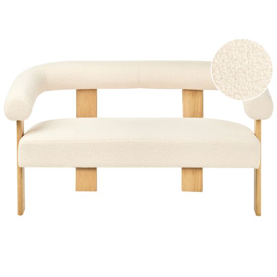 Sohva ILBRO buklee Luonnonvalkoinen/vaaleanruskea 2-istuttava