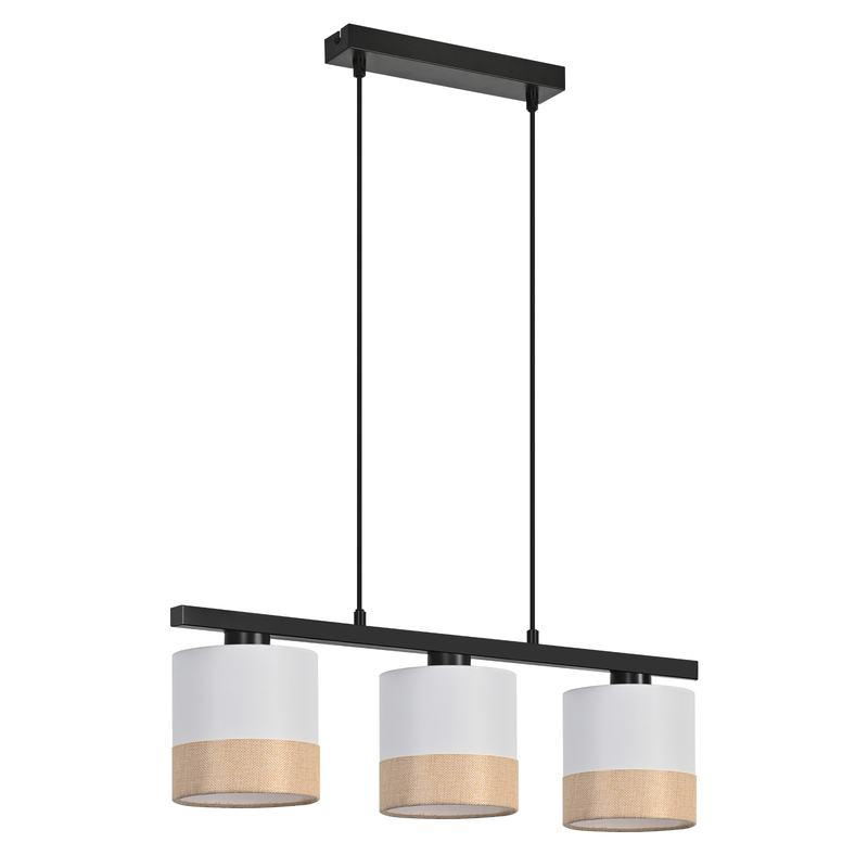 NETTLIFE 3-osainen vintage riippuvalaisin ruokapöydälle valkoinen kangasvarjostin korkeussäädettävä E27 retro keittiöön olohuoneeseen ilman polttimoita