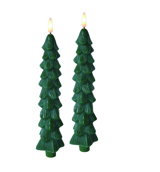 LED-kynttilät muovi Nikolao Kuusi 5x26cm vihreä 2kpl