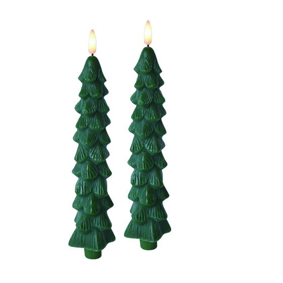 LED-kynttilät muovi Nikolao Kuusi 5x26cm vihreä 2kpl