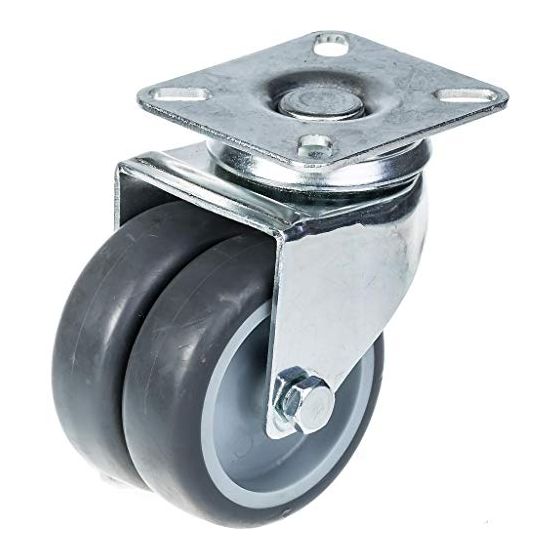 75mm 3" kaksoispyöräinen harmaa kuminen pyörivä pyörä 100kg kapasiteetti