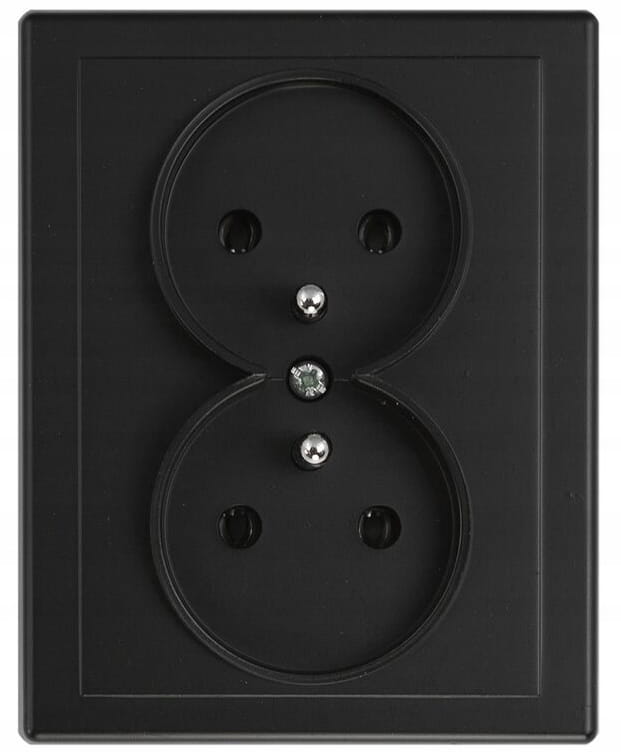 Kaksoispistorasia maadoituksella IP20 16A 250V Uppoasennettava Mattamusta