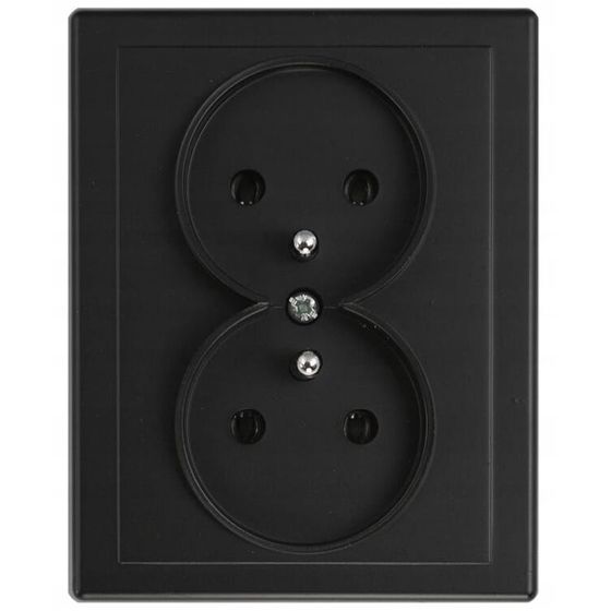 Kaksoispistorasia maadoituksella IP20 16A 250V Uppoasennettava Mattamusta