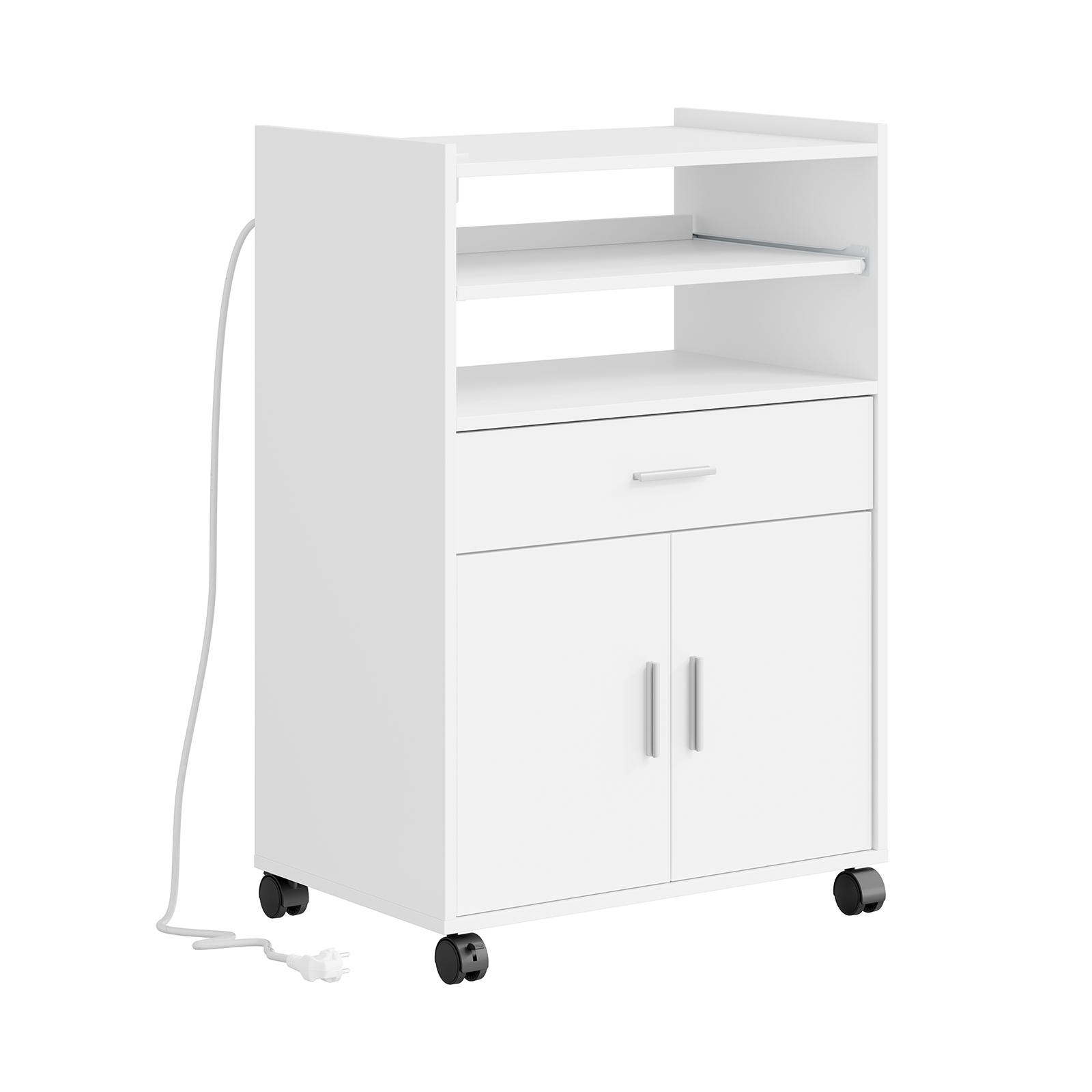 Keittiövaunu USB-liitännällä valkoinen 61.5x40x92 cm FSB09-E-W