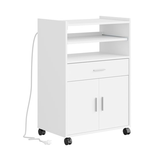Keittiövaunu USB-liitännällä valkoinen 61.5x40x92 cm FSB09-E-W