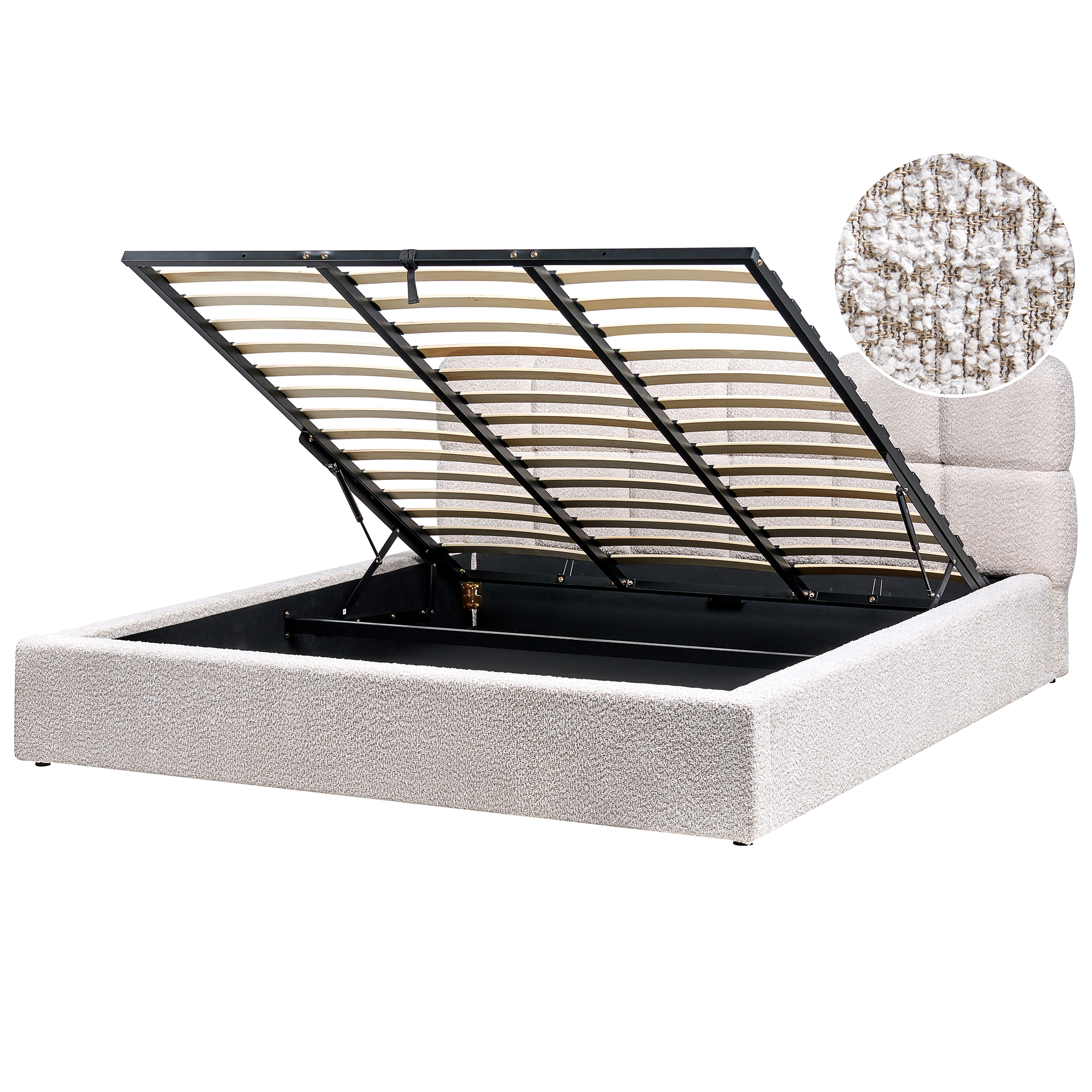 Sänky säilytystilalla buklee BASTON 180 x 200 cm Vaaleanbeige