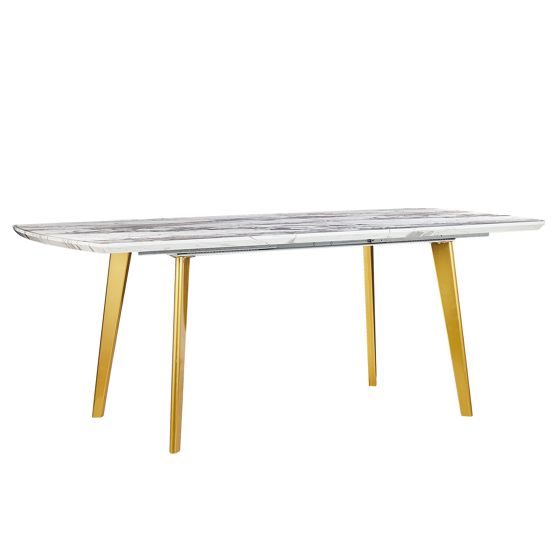 Jatkettava ruokapöytä MOSBY Marmorikuvio/kulta 160/200 cm 90 cm