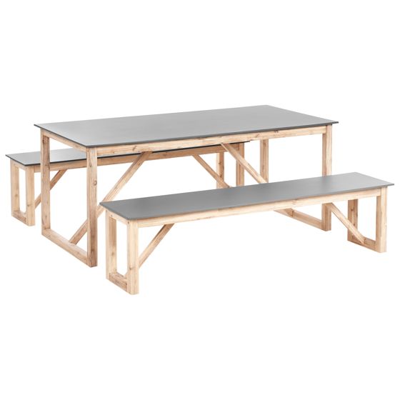 Ulkoruokailuryhmä penkeillä NOTTERI betoni Harmaa