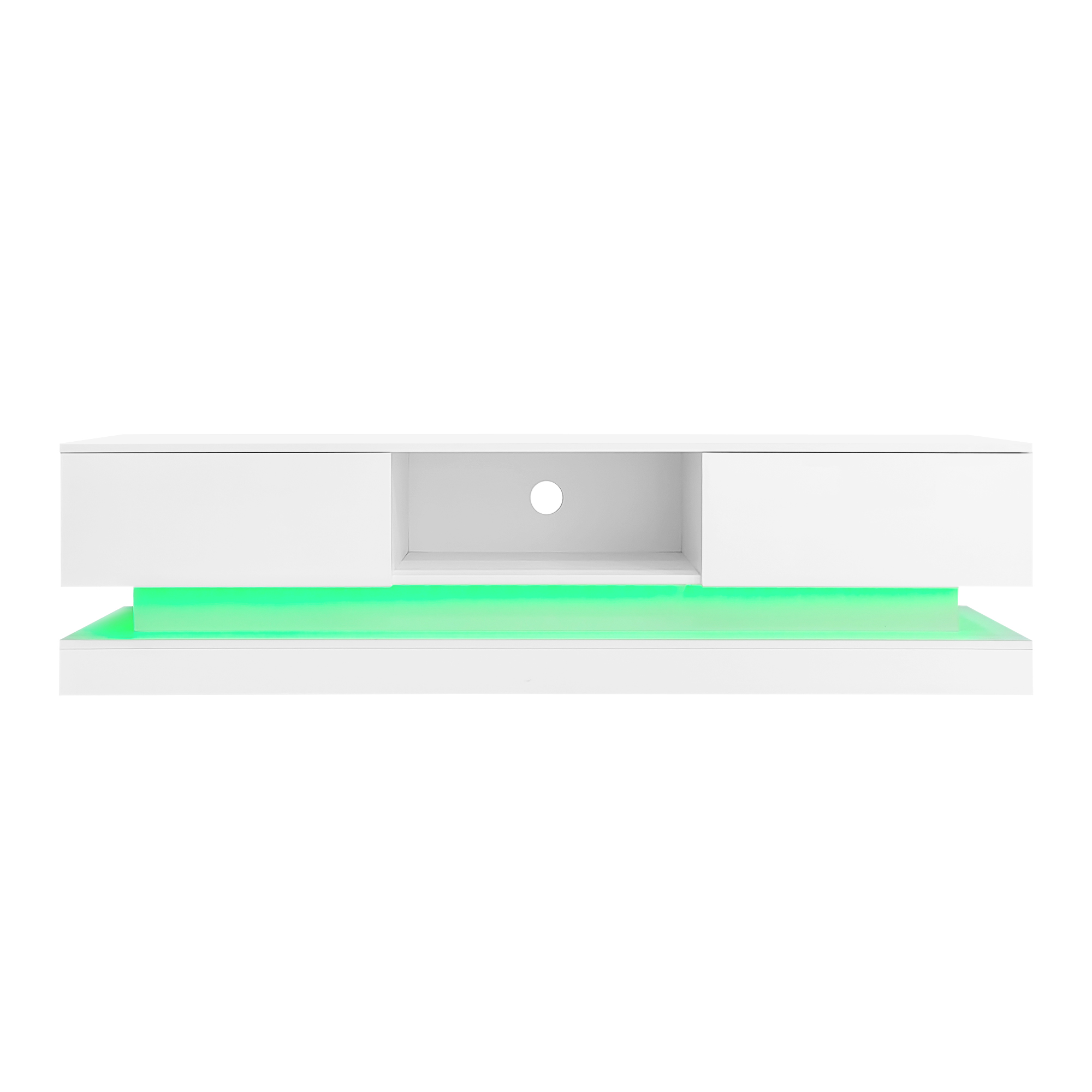 TV-taso 160x35x40.5 cm valkoinen lastulevy säilytyksellä ja LED-valaistuksella