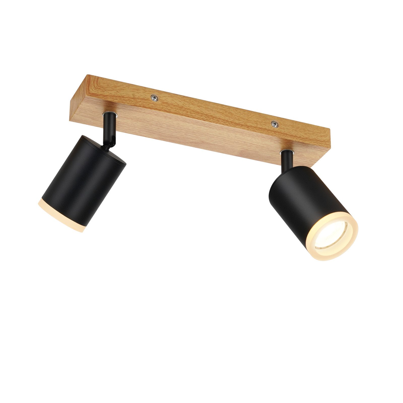 NETTLIFE musta kattokohdevalaisin GU10 vintage - puinen seinäkohdevalaisin kääntyvä ilman lamppua 350° käännettävä teollisuuskäyttöön