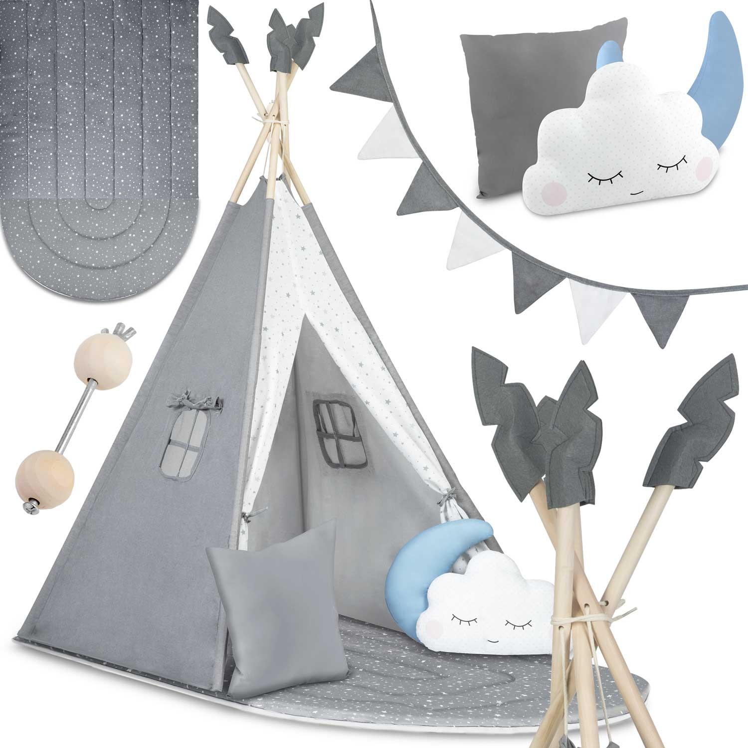 Nukido NK-406 lasten teepee-teltta - harmaa