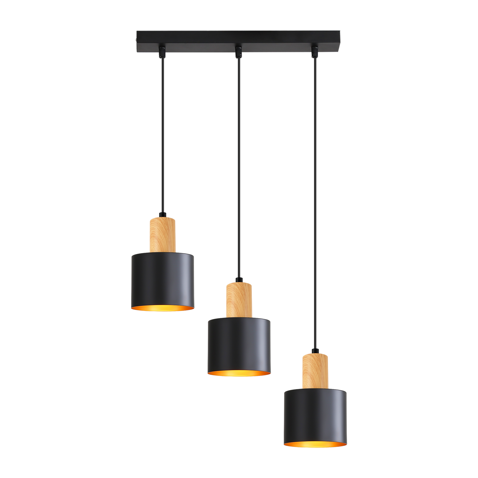 NETTLIFE Loft Retro -riippuvalaisin, musta, E27, 3 lamppua, sopii , teollinen tyyli, säädettävä korkeus (lamppu ei sisälly)