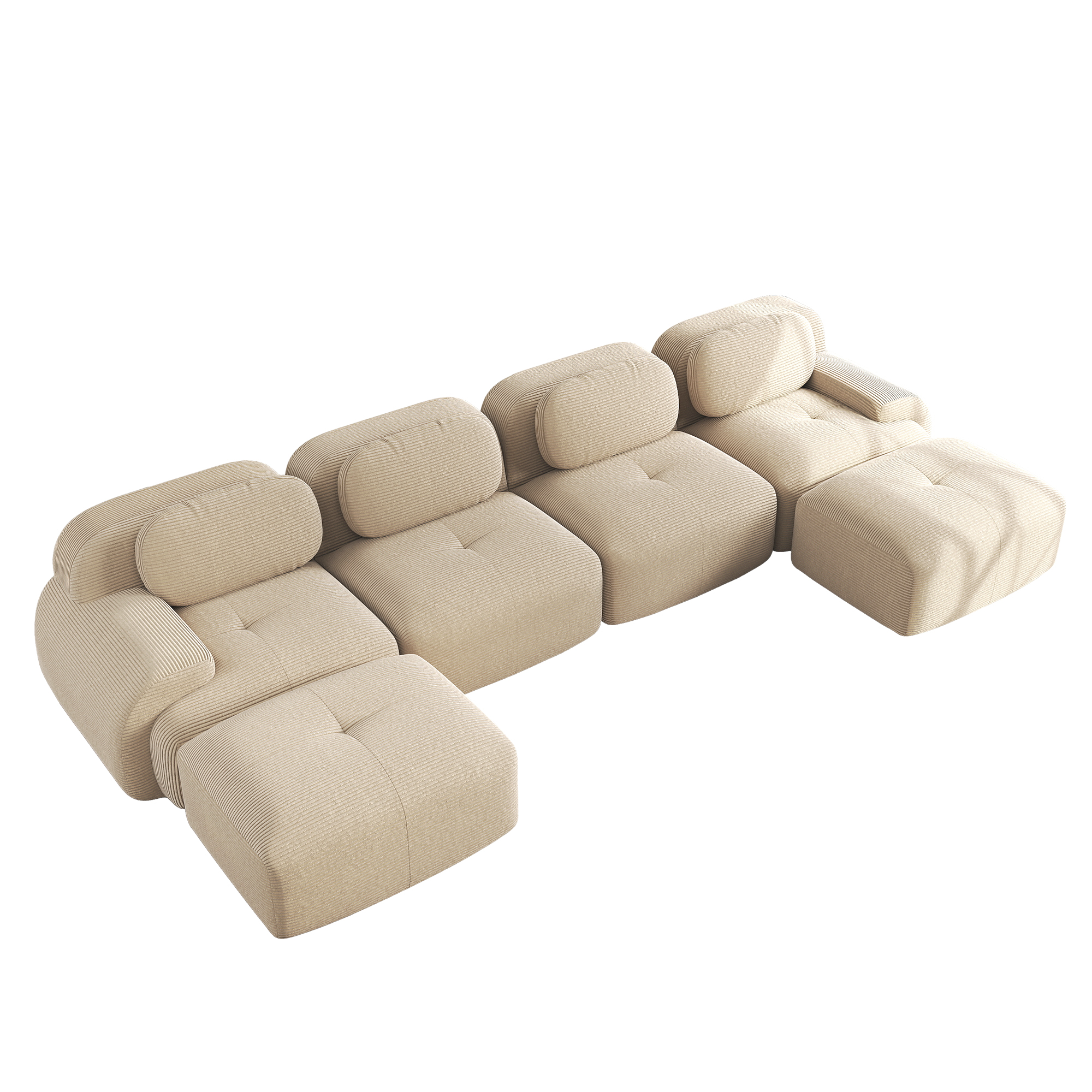 moduulisohva 4-paikkainen beige kankas skandinaavinen säädettävä