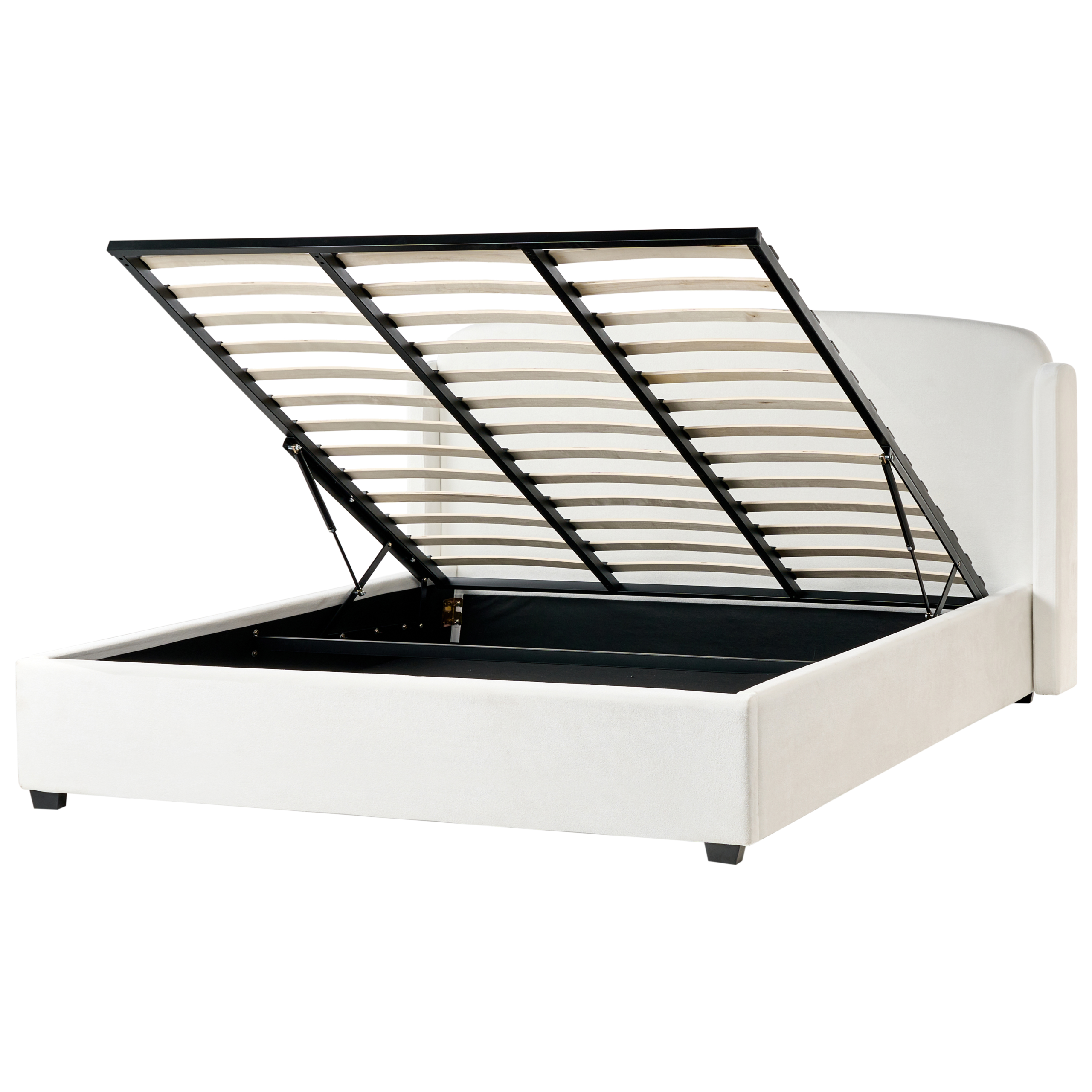 Sänky säilytystilalla kangas BERNAY 180 x 200 cm Luonnonvalkoinen