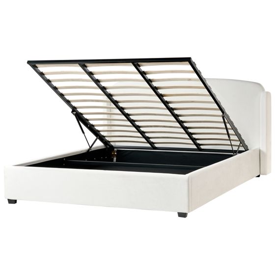 Sänky säilytystilalla kangas BERNAY 180 x 200 cm Luonnonvalkoinen