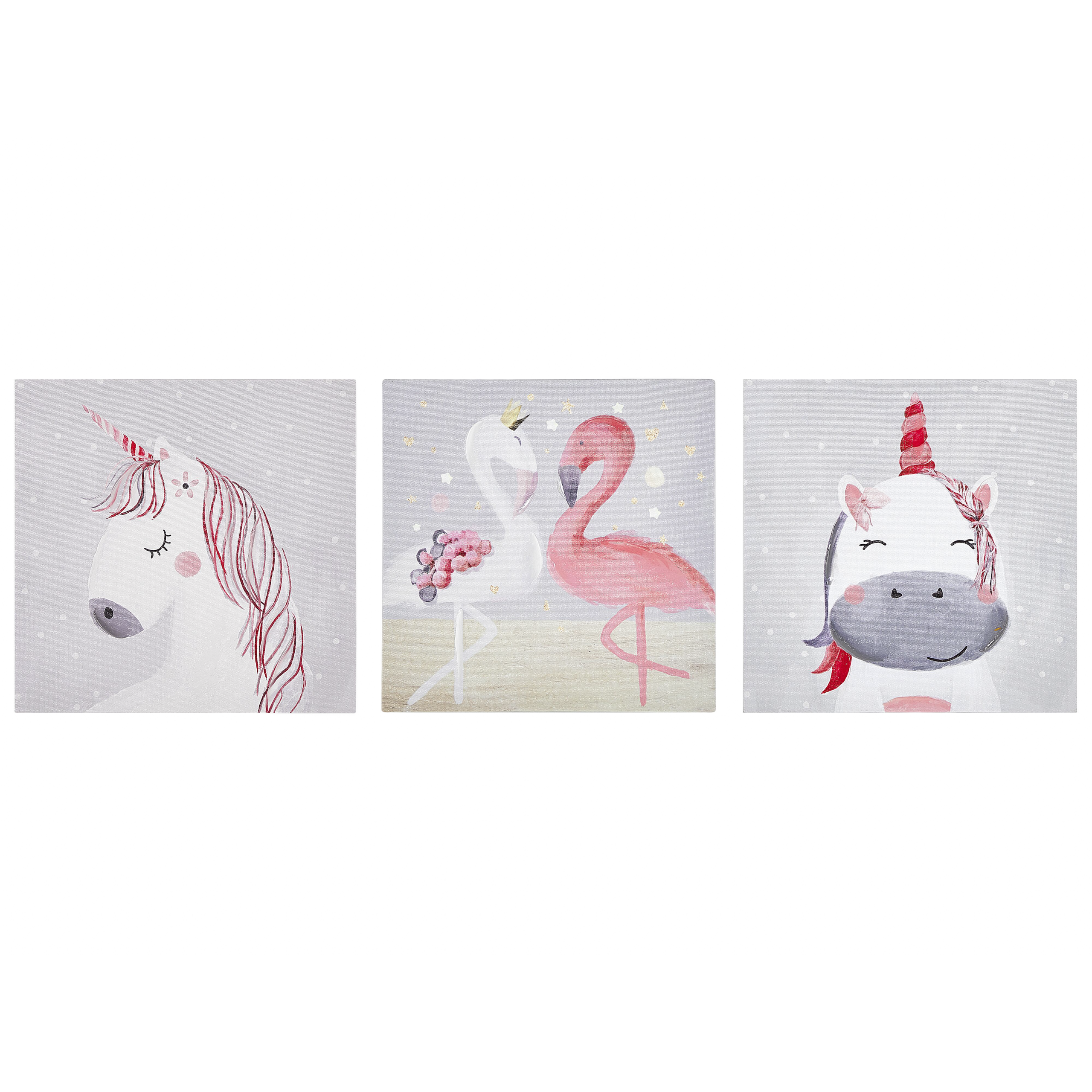 Canvas-taulusetti 3 kpl TIMIA 30 x 30 cm Eläinaihe Harmaa