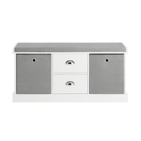 SoBuy Säilytyspenkki tyynyllä puukuitulevystä harmaa FSR66-HG