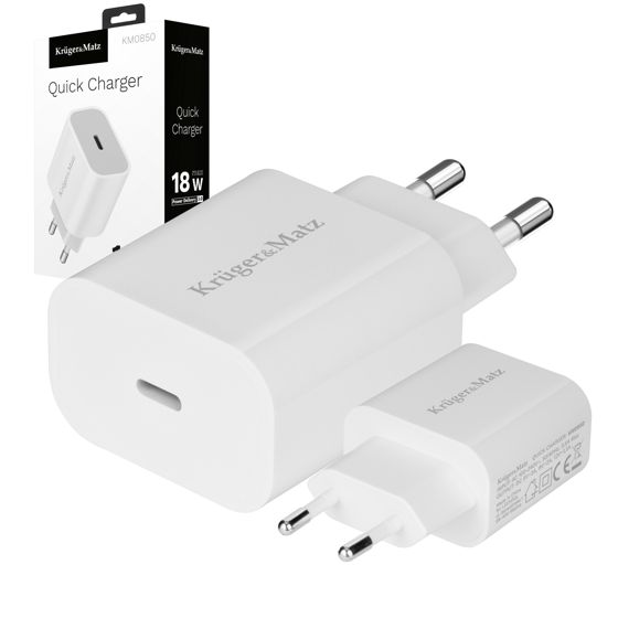 KrugerMatz USB-C PD QC 3.0 18W seinälaturi