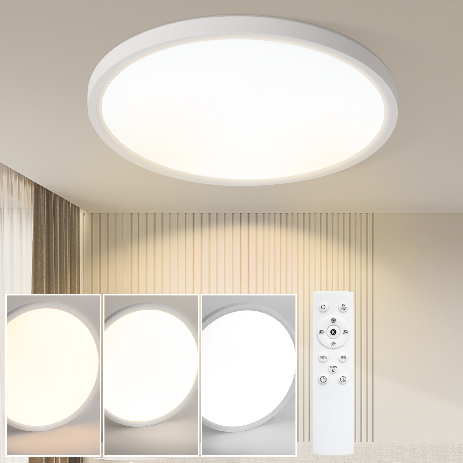 NETTLIFEKattovalaisin, Litteä, LED - kattovalaisin - Ø30cm Kylpyhuoneen, lamppu Keittiön, lamppu, Himmennettävä, PyöreäValkoinen, 24W