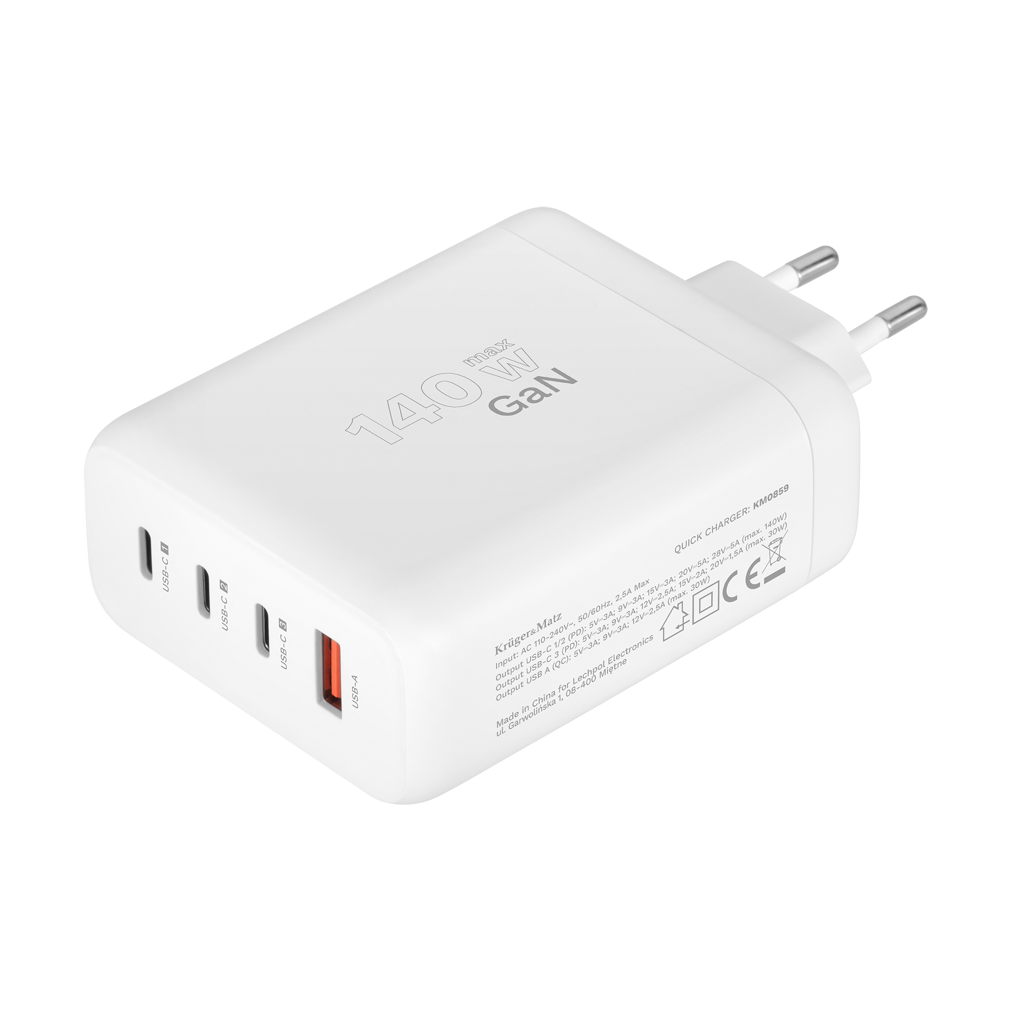 Kruger&Matz 140 W GaN-seinälaturi pikalatauksella ja virransyötöllä