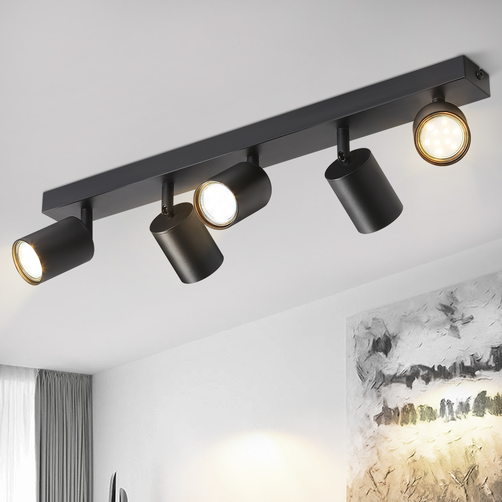 NETTLIFE mustat LED - kattospottivalot GU10 350° kääntyvät modernit eteiseen, olohuoneeseen, makuuhuoneeseen, ilman lamppua
