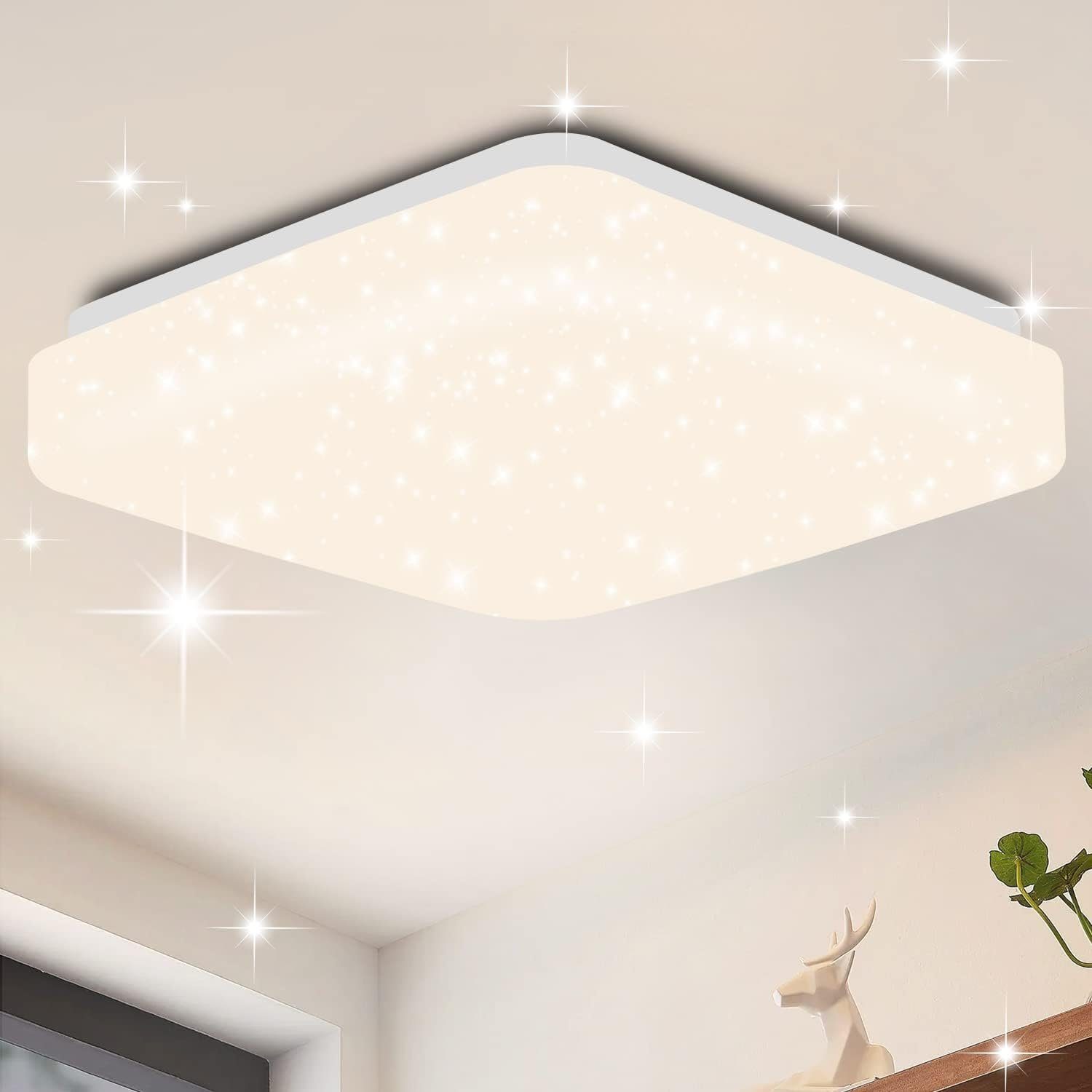NETTLIFE LED - kattovalaisin, makuuhuoneeseen 21cm tähtitaivaslamppu, 15 W, neliönmuotoinen Keittiö, neutraalin valkoinen