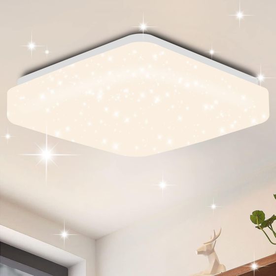 NETTLIFE LED - kattovalaisin, makuuhuoneeseen 21cm tähtitaivaslamppu, 15 W, neliönmuotoinen Keittiö, neutraalin valkoinen