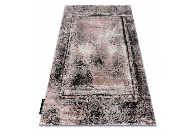 Matto DE LUXE moderni 634 Kehys vintage pesty - Rakenteellinen harmaa / vaaleanpunaineuusi 240x340 cm