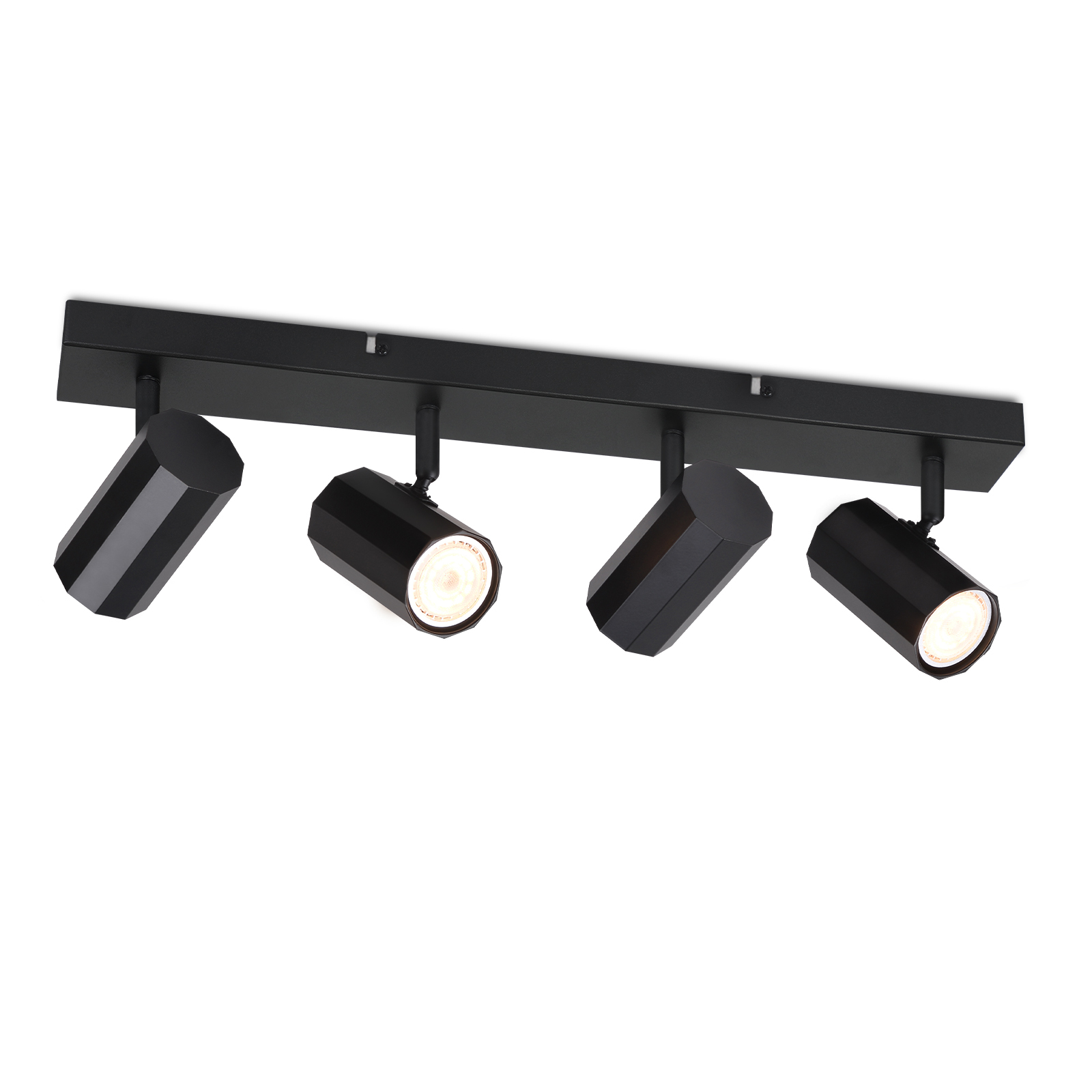 NETTLIFE 4 mustaa GU10- kattospottivalaisinta, 350° kääntyvä, vintage - metalli, MAX. 25 W, keittiöön, ruokailutilaan