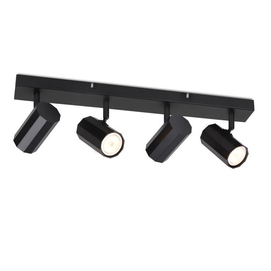 NETTLIFE 4 mustaa GU10- kattospottivalaisinta, 350° kääntyvä, vintage - metalli, MAX. 25 W, keittiöön, ruokailutilaan