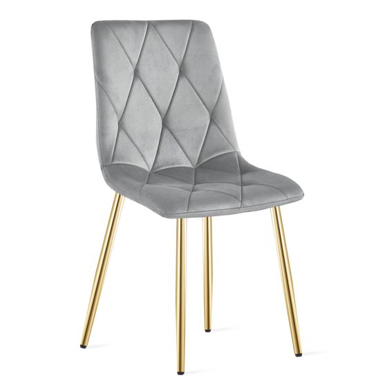 LIBRA-tuoli, vaaleanharmaa sametti, kultaiset jalat (1 kpl)