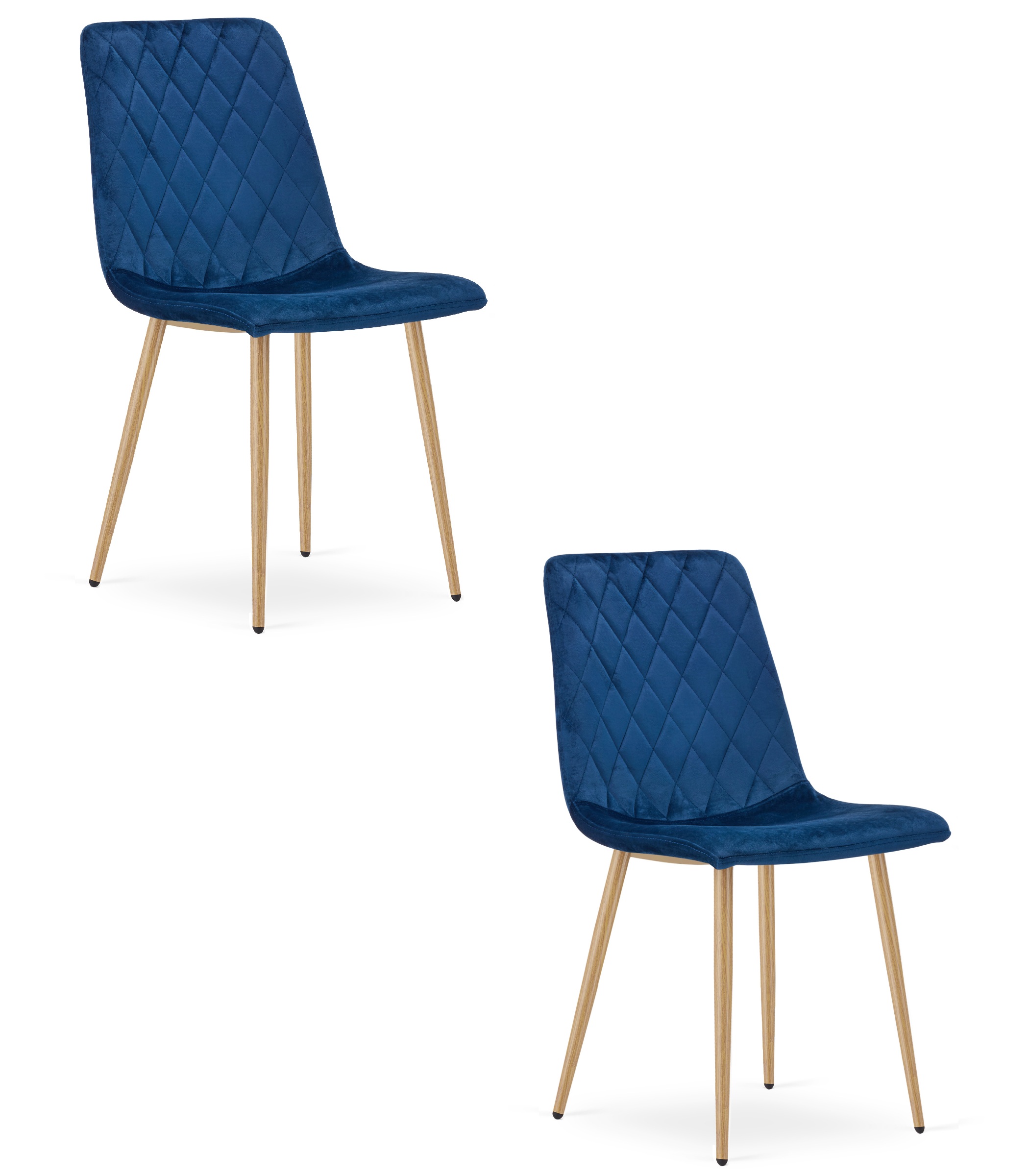 TURIN-tuoli, tummansininen sametti, puunväriset jalat (2 kpl)