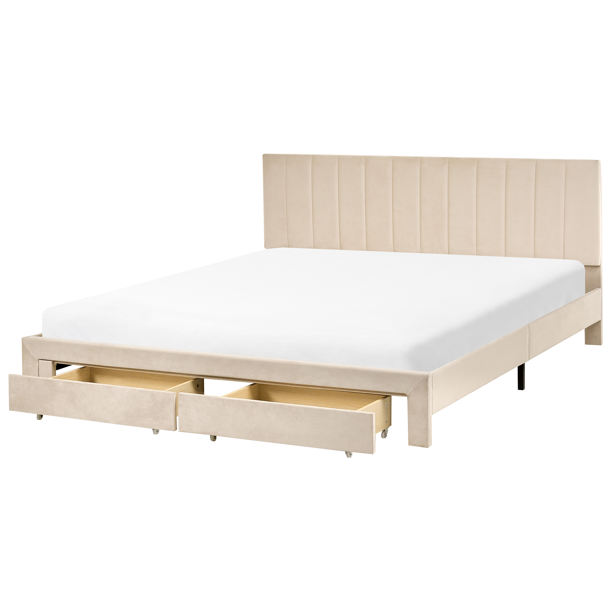 Sänky säilytyslaatikoilla sametti LONZAC 180 x 200 cm Beige