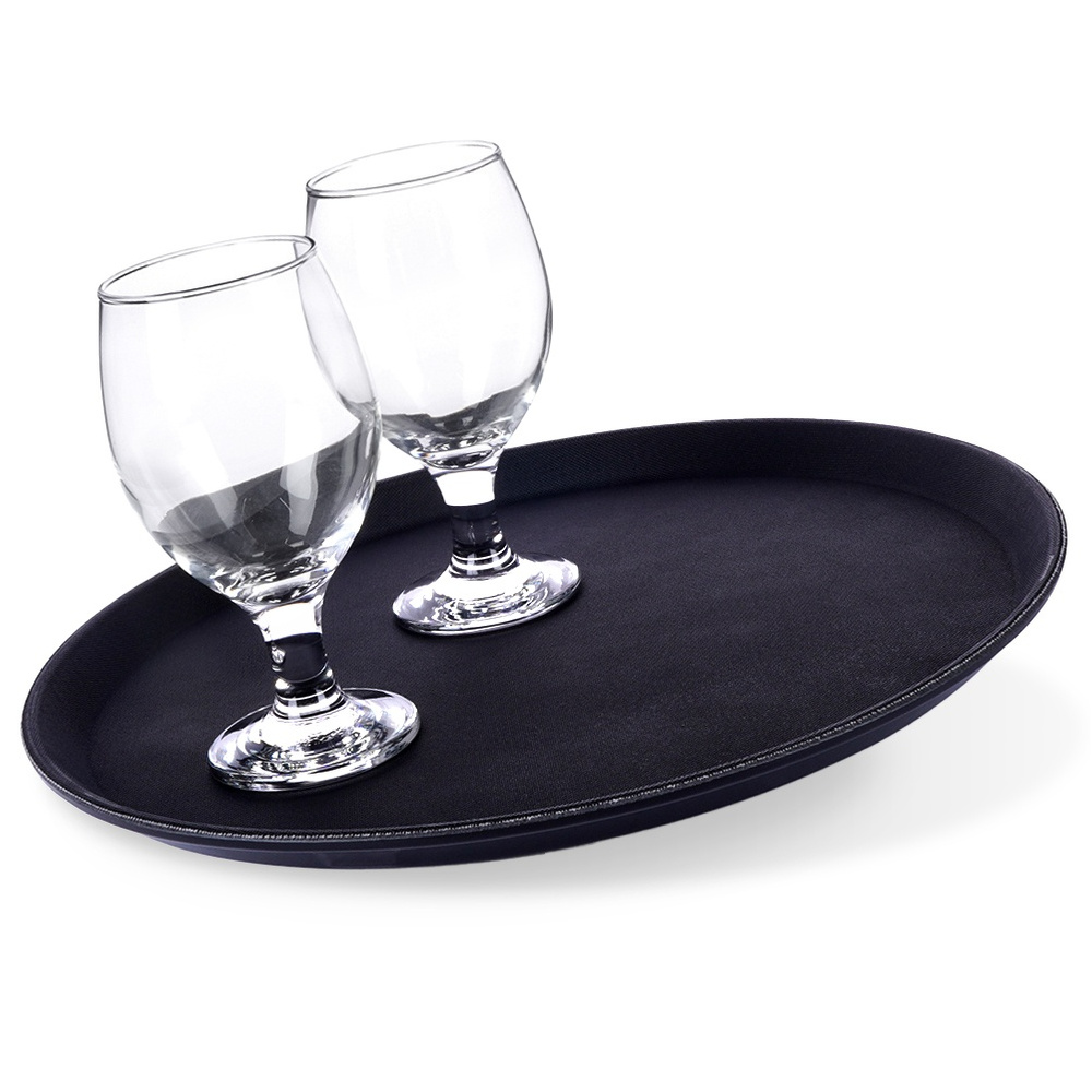 Musta liukumaton tarjoilijatarjotin 35 cm