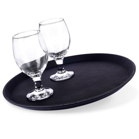 Musta liukumaton tarjoilijatarjotin 35 cm