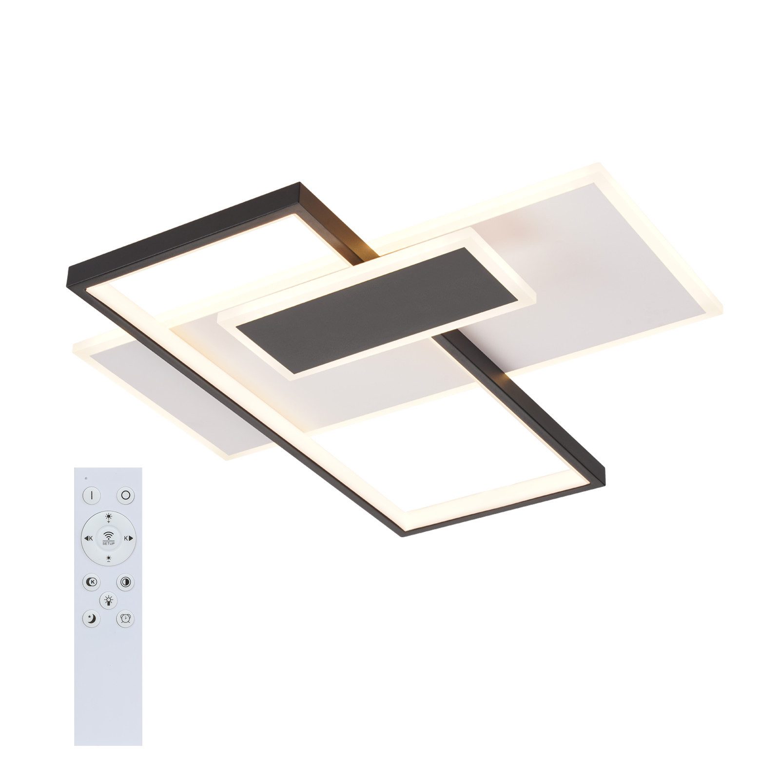 NETTLIFE LED-kattovalaisin, himmennettävä olohuoneen, lamppu 62WKahdellaKattokohdevalaisimella, mustaKaukosäätimellä, moderni, akryylidesign