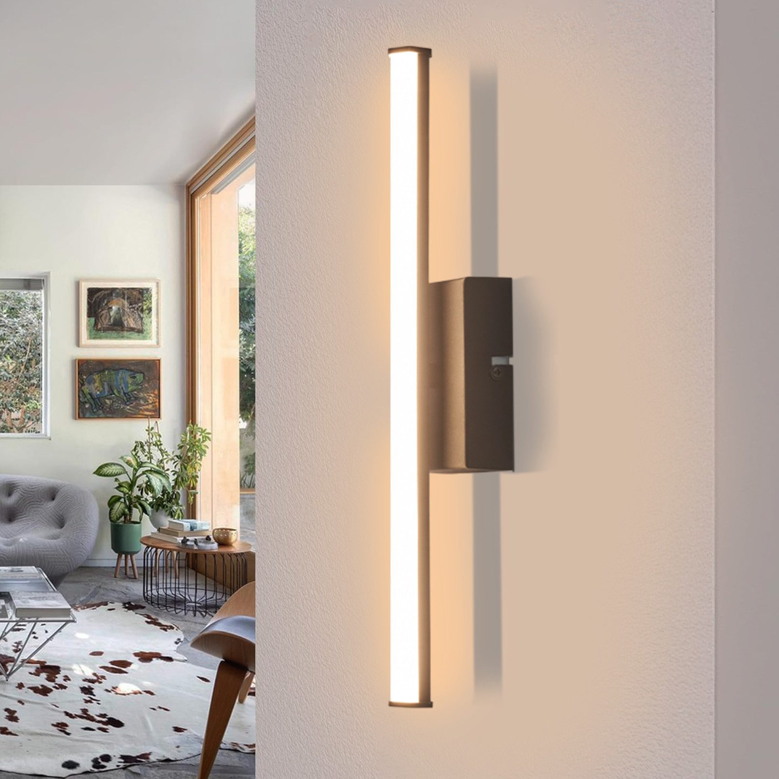 ZMH Moderni 34 cm LED-seinävalaisin sisätiloihin, 3000K, musta, eteiseen