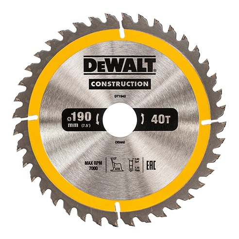 DeWalt Construction -Pyörösahanterä 190x30 mm, 40 hammasta