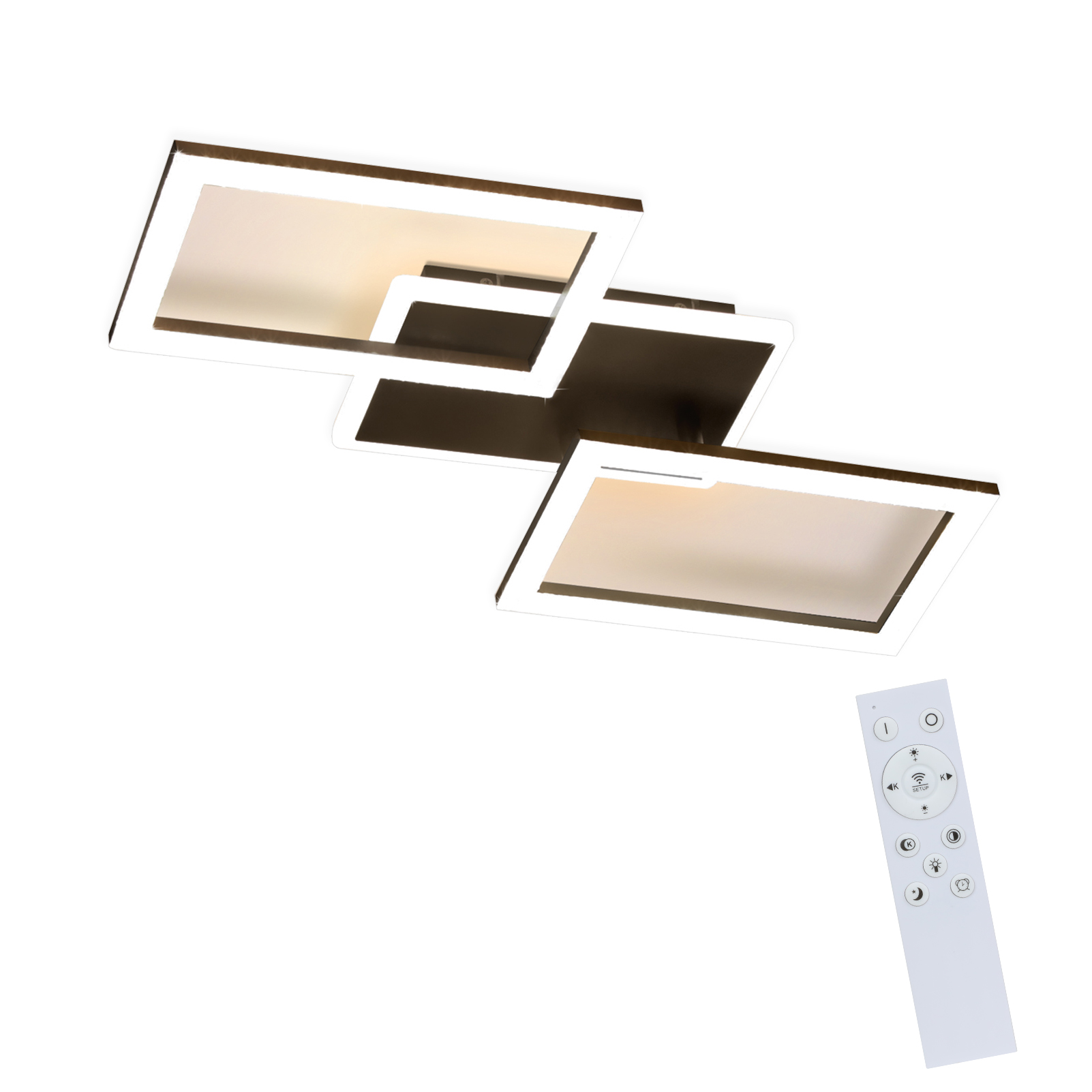 NETTLIFE LED-kattovalaisin, 3000K-6500K, 46W, musta, himmennettävä, moderniKaukosäätimelläVarustettuKattovalaistusKeittiönValaisin, makuuhuoneeseen
