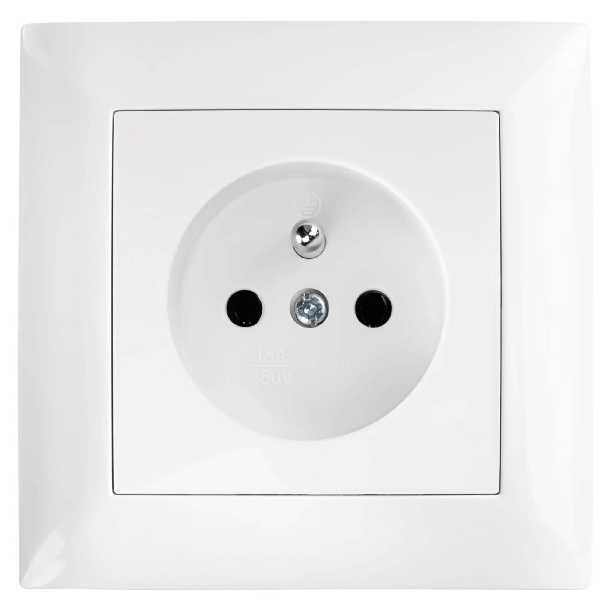 Toolight Yksiosainen maadoitettu pistorasia JNH001-G + kehys Valkoinen 4, 3x8, 4x8, 4cm
