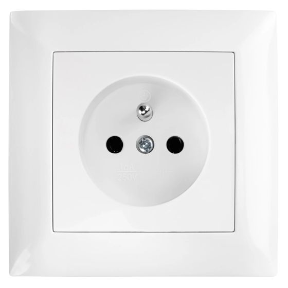 Toolight Yksiosainen maadoitettu pistorasia JNH001-G + kehys Valkoinen 4, 3x8, 4x8, 4cm
