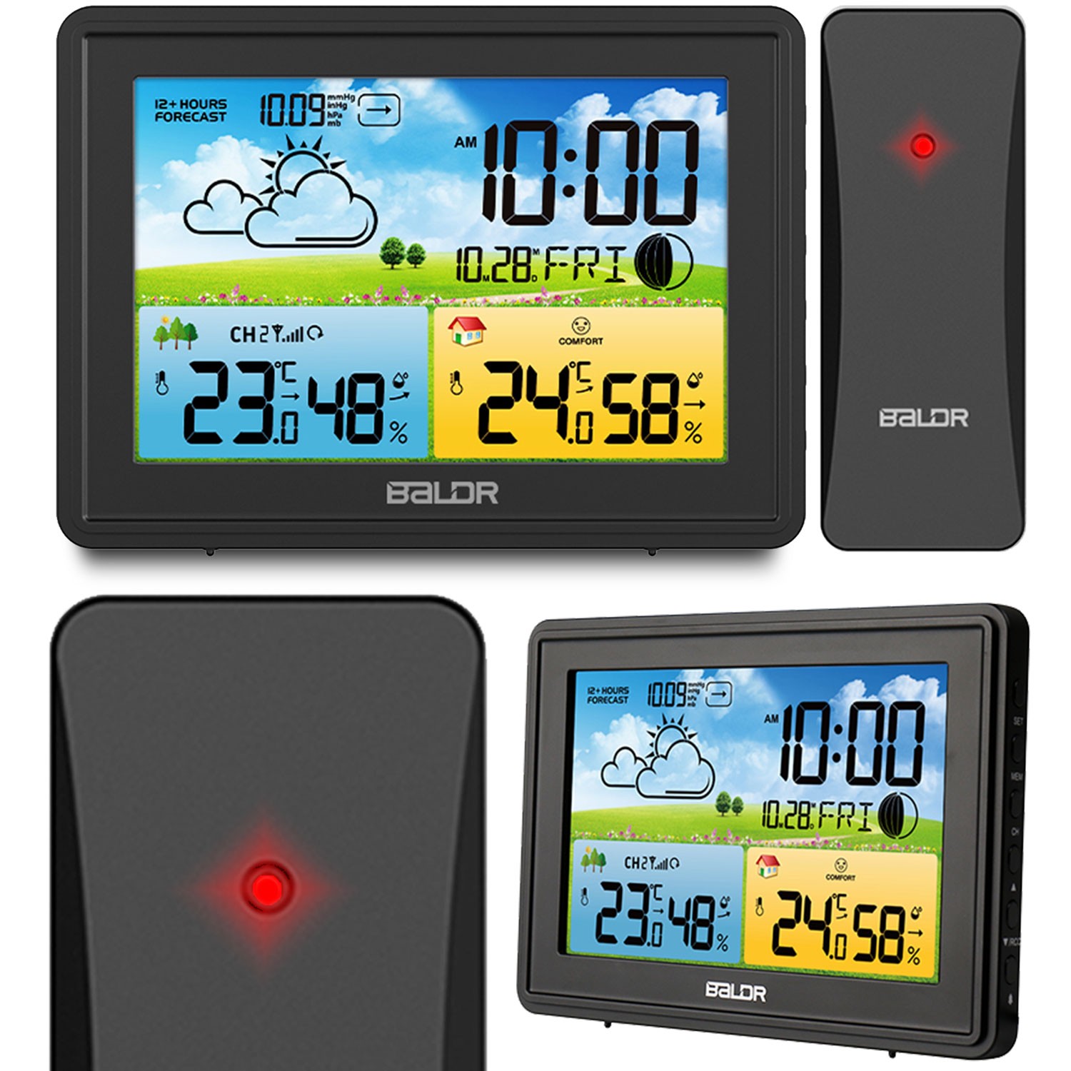 Sääasema BD-908 mustalla näytöllä