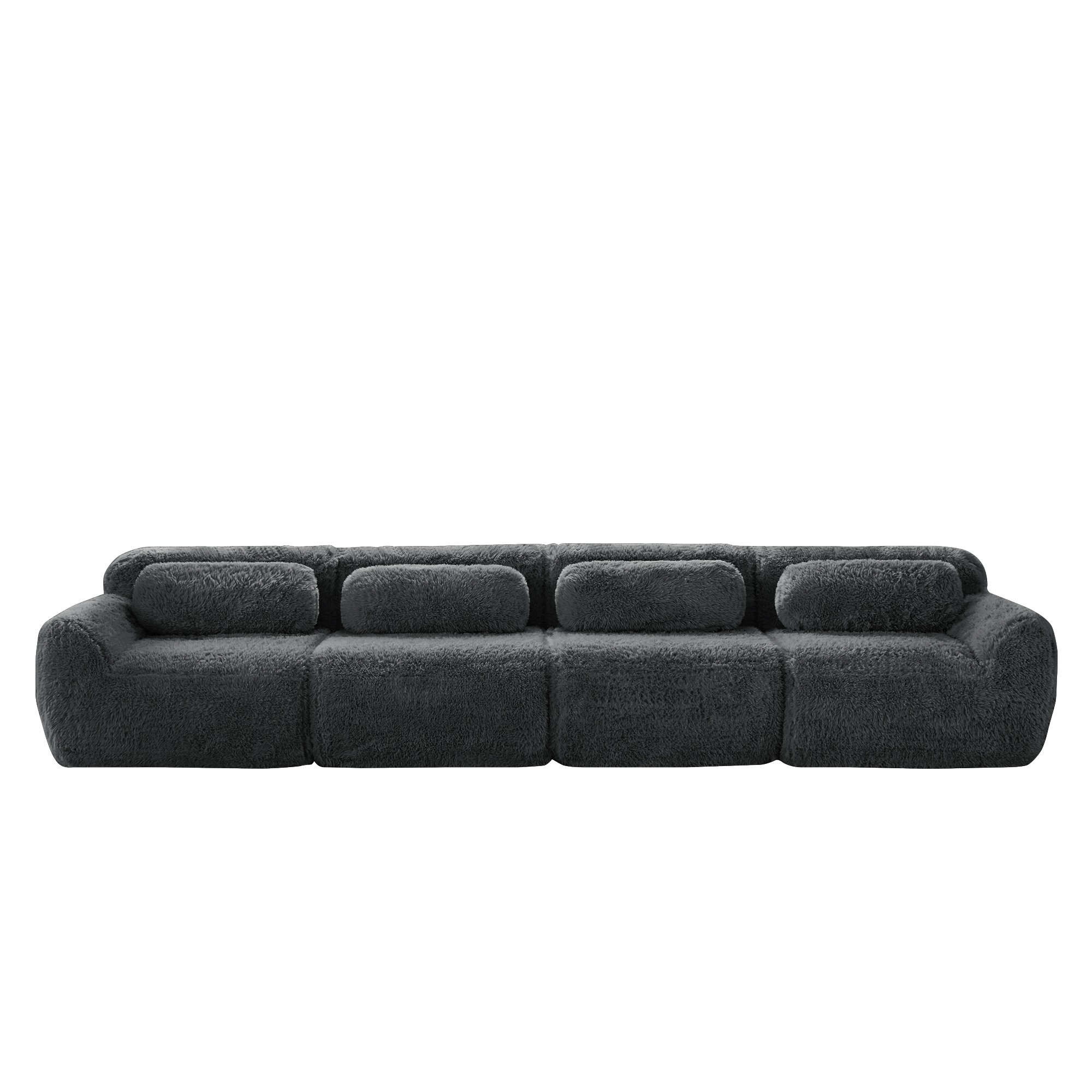moduulisohva 4-paikkainen harmaa plush kangas moderni säädettävä ergonominen