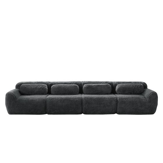 moduulisohva 4-paikkainen harmaa plush kangas moderni säädettävä ergonominen