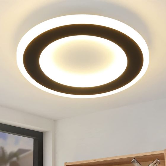 NETTLIFE LED - kattovalaisin, 23W, musta pyöreä, moderni lämmin Valkoinen 24cm makuuhuoneen Valaisin Keittiöön Käytävään, olohuoneeseen
