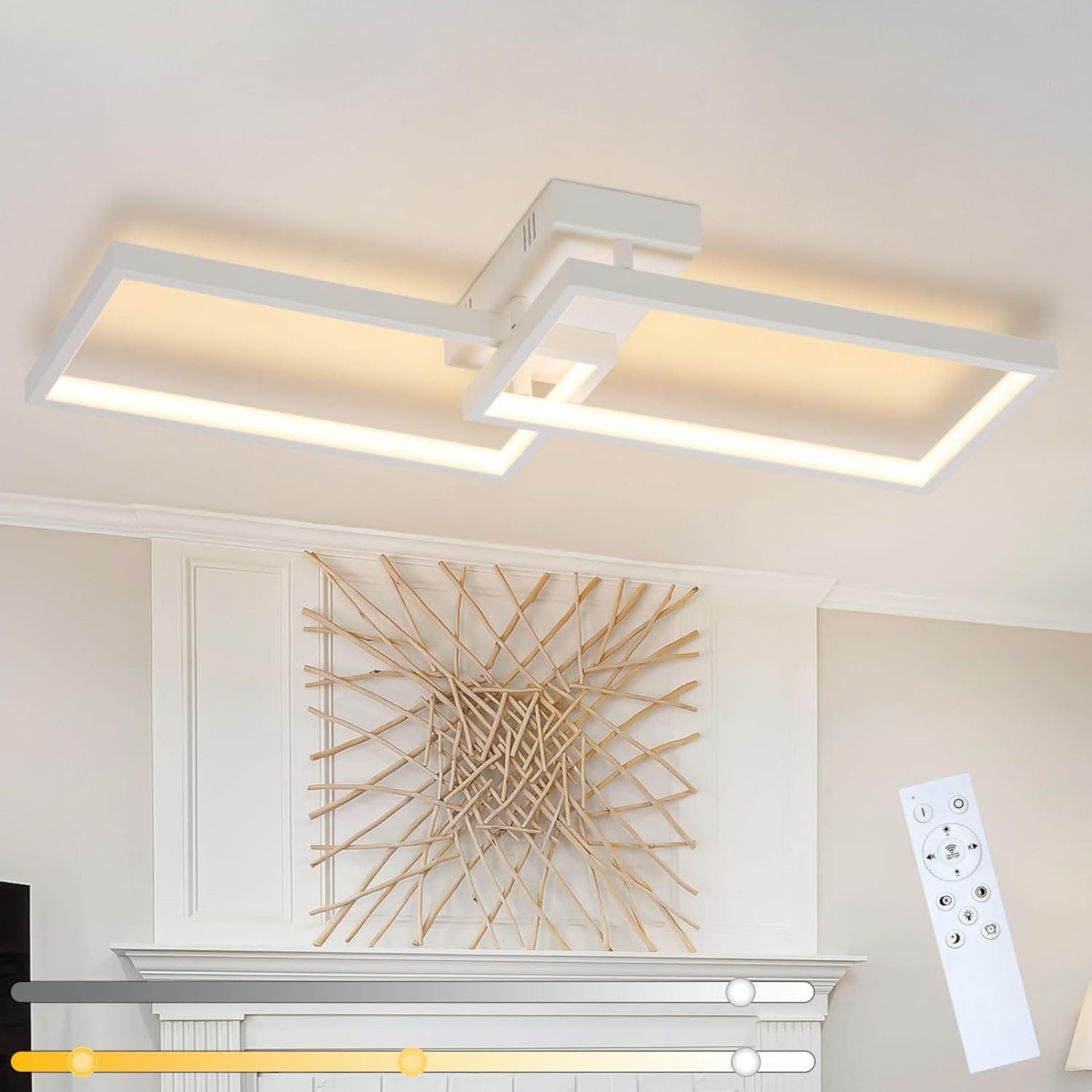 NETTLIFE LED-kattovalaisin valkoinen metalli 48W 80cm, himmennettävä, suorakaiteen muotoinen